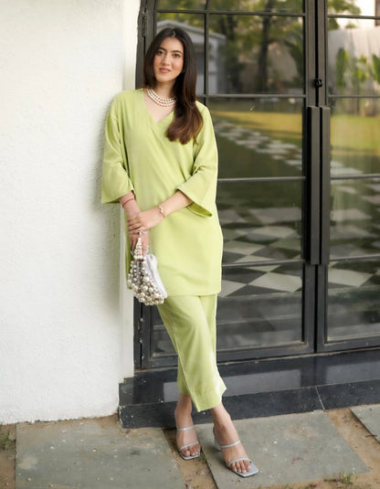 Lime Velvet Co-ord Set