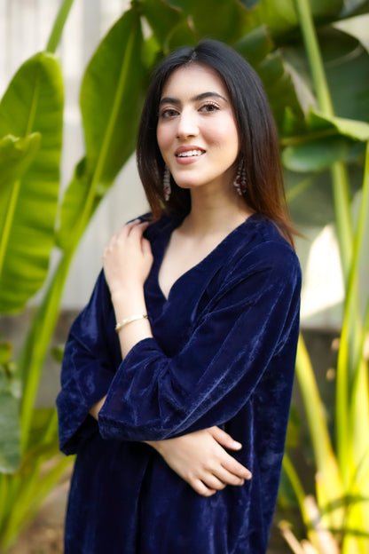 Navy Blue Velvet Co-ord Set