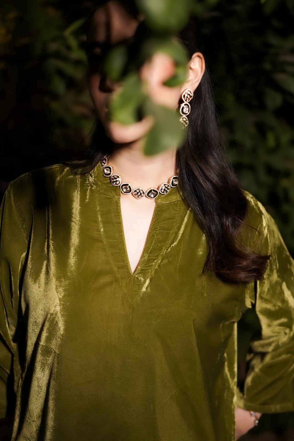 Olive Green Velvet Co-ord Set